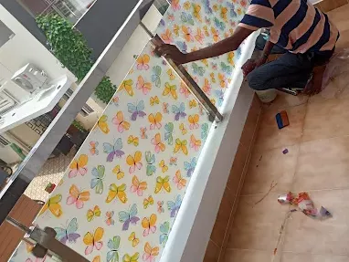Designer Wallpaper Installation in Progress